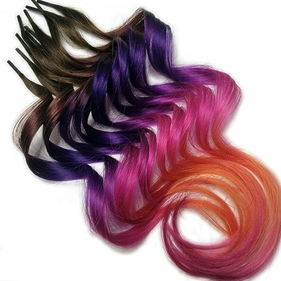 Sunset Vibes Rainbow Colored I Stick Tip Human Hair Extensios Purple Ombre - Picture 1 of 2